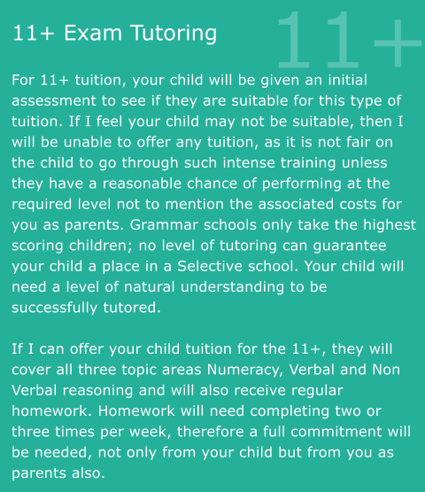 11+ Exam Tutor Solihull Maths English
